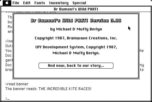 Dr. Dumont's Wild P.A.R.T.I. (Macintosh) screenshot: Credits