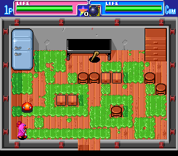 Travel Epule (TurboGrafx CD) screenshot: Here you only have to get to the staff; but these green fields are one-way only