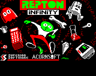 Repton Infinity (Electron) screenshot: Title screen
