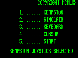 Rebel (ZX Spectrum) screenshot: Control option.