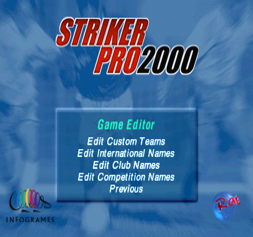 Striker Pro 2000 (PlayStation) screenshot: Game Editor