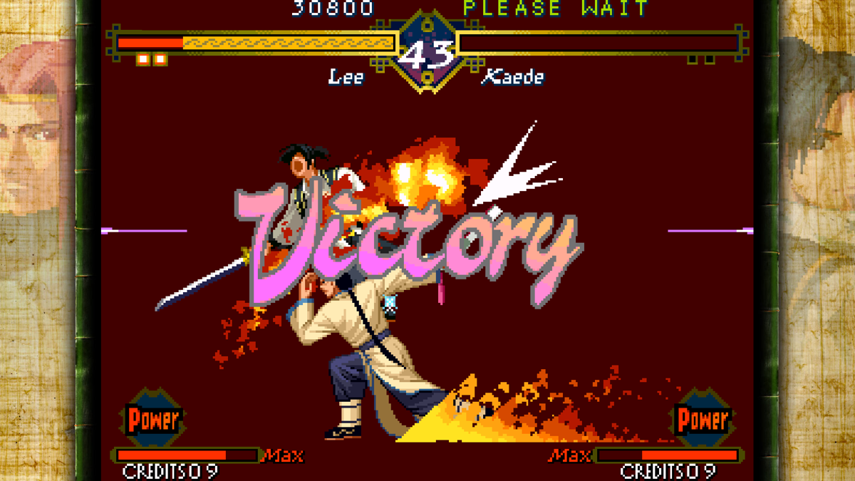 The Last Blade (Windows) screenshot: Winning a match with a super move.