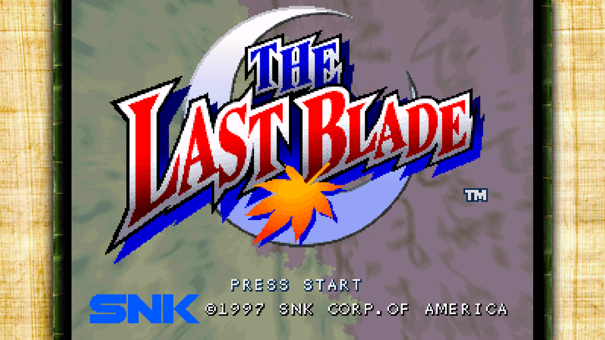 The Last Blade (Windows) screenshot: Attract mode title screen (from original arcade release.)