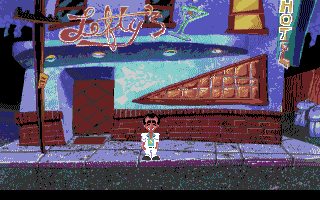 Leisure Suit Larry 1: In the Land of the Lounge Lizards (Amiga) screenshot: In front of the Lefty's
