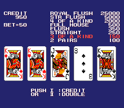 AV Poker: World Gambler (TurboGrafx-16) screenshot: Three of a kind!