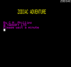 Zodiac (Oric) screenshot: Loading Screen