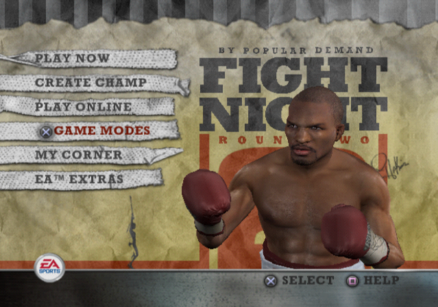 Fight Night Round 2 (PlayStation 2) screenshot: Menu screen.