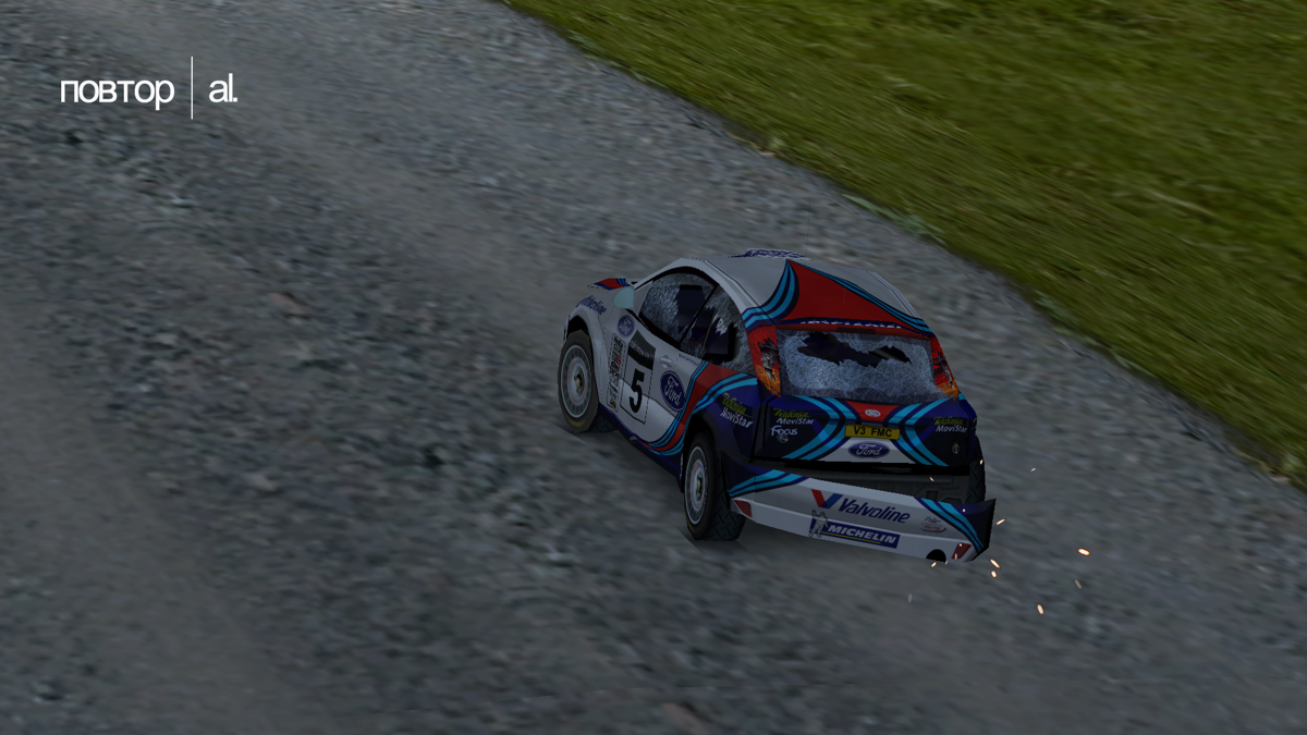 Colin McRae Rally 2.0 (Windows) screenshot: Damaged Ford Focus in Finland (Replay)