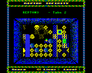 Repton Infinity (Electron) screenshot: A cracked egg (Repton 3: Take 2)