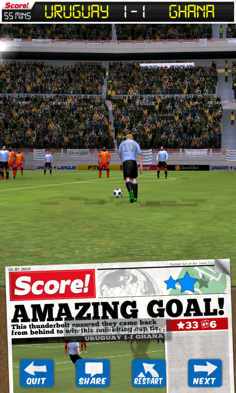 Score! (Android) screenshot: Getting a star rating after scoring