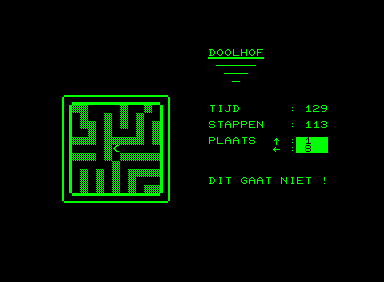 Doolhof (Commodore PET/CBM) screenshot: Dead end!
