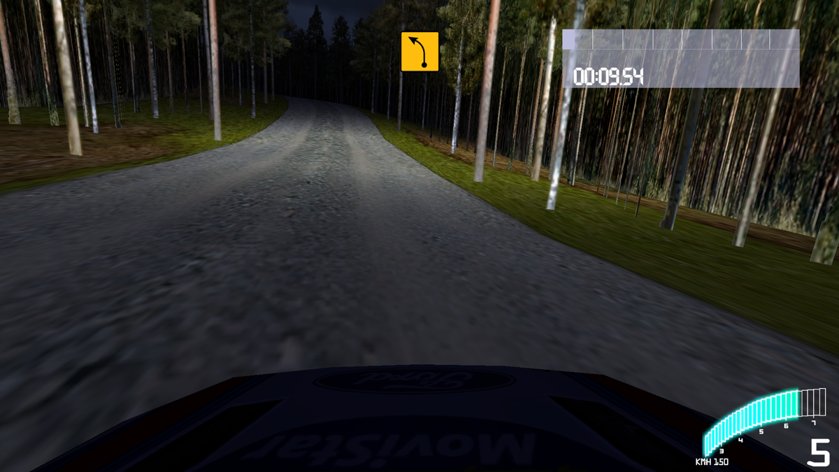 Colin McRae Rally 2.0 (Windows) screenshot: Night stage in Finland. That's scary due to high speeds in this rally