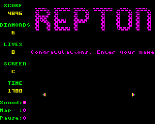 Repton (Electron) screenshot: High score