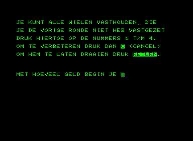 Jackpot! (Commodore PET/CBM) screenshot: Holding rules