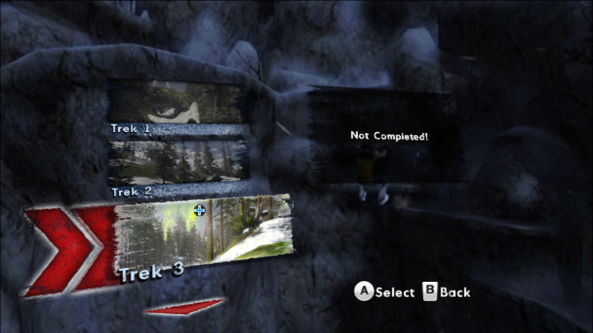 Cabela's Survival: Shadows of Katmai (Wii) screenshot: Choosing a trek to play in shooting gallery mode
