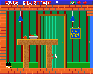 Bug Hunter / Moon Dash (Acorn 32-bit) screenshot: Hysteron Posteron can walk vertically (Bug Hunter)