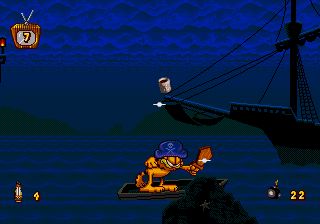 Garfield: Caught in the Act (Genesis) screenshot: Garfield Pirate
