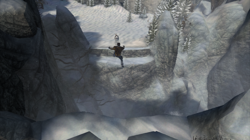 Cabela's Survival: Shadows of Katmai (Wii) screenshot: Supernatural jumps are nothing special for pilot James Logan