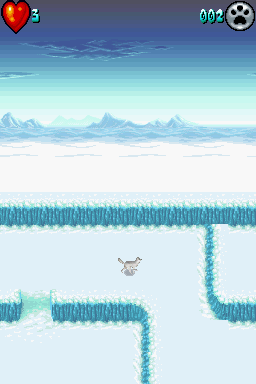 Arctic Tale (Nintendo DS) screenshot: The fox is really fast, and can catch hares for food.