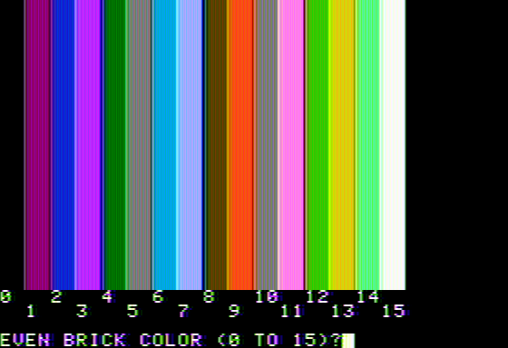 Apple II Demo Program Cassette Tape (included game) (Apple II) screenshot: Customizing the colors