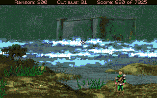 Conquests of the Longbow: The Legend of Robin Hood (Amiga) screenshot: Monastery in the distance.