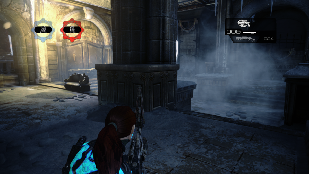 Gears of War: Judgment - Haven (Xbox 360) screenshot: Inside one of the side buiildings