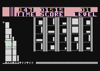 Highrise (Atari 8-bit) screenshot: Level completed - Barnaby makes his climb