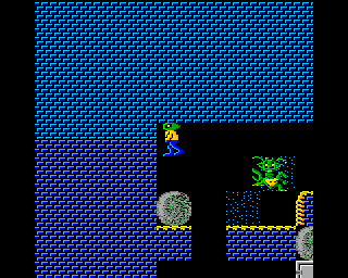 Repton 3 (Acorn 32-bit) screenshot: Being chased by a monster