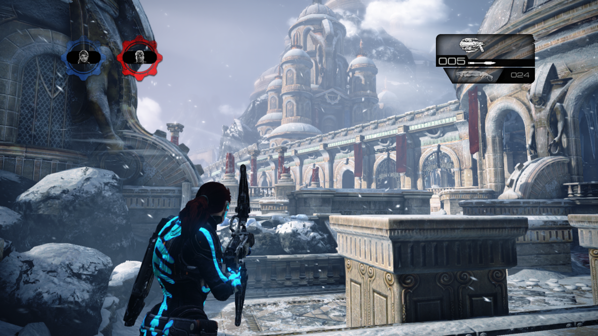 Gears of War: Judgment - Haven (Xbox 360) screenshot: The other spawning side, overlooking the top plaza