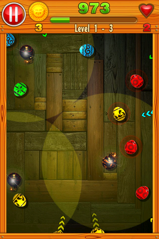 Magic Wingdom (iPhone) screenshot: The bombs can help clear eggs