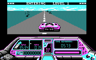 Techno Cop (DOS) screenshot: Entering Level 1 (CGA)