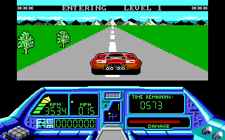 Techno Cop (DOS) screenshot: Entering Level 1 (EGA)