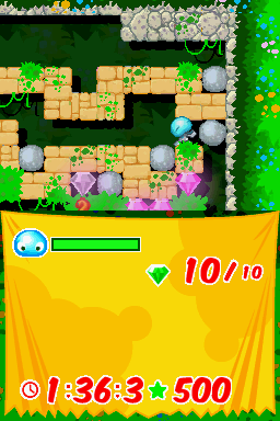 Boulder Dash Rocks! (Nintendo DS) screenshot: Boulder Pushing