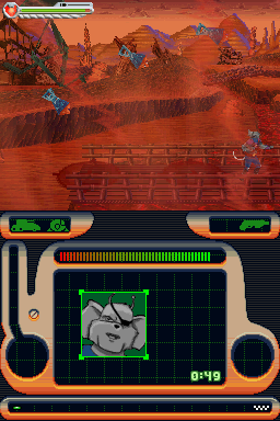 Biker Mice from Mars (Nintendo DS) screenshot: Bombs come down from aircrafts