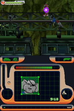 Biker Mice from Mars (Nintendo DS) screenshot: Jump gaps and fight Jetpackers from Mars