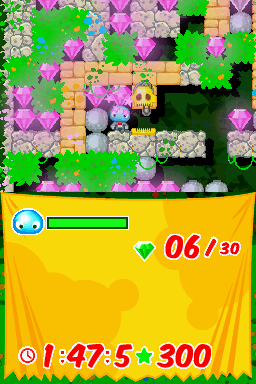 Boulder Dash Rocks! (Nintendo DS) screenshot: Planet Tour Level 2 Next to a Trap