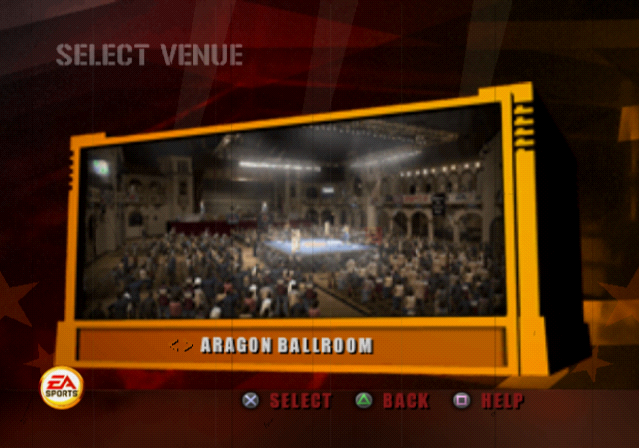 Fight Night Round 3 (PlayStation 2) screenshot: Choosing the venue.