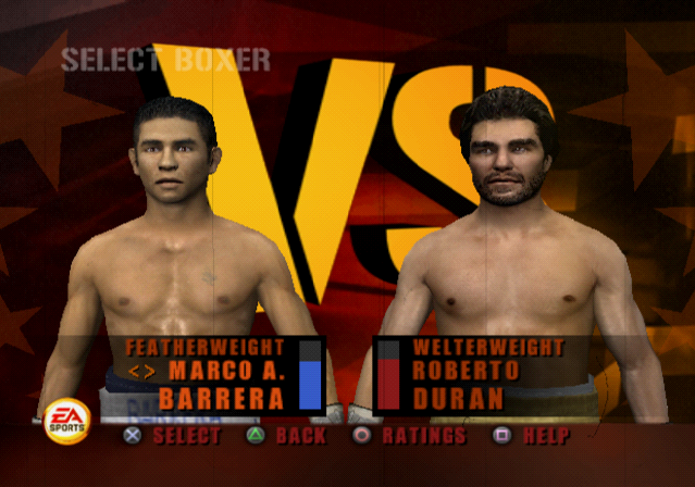 Fight Night Round 3 (PlayStation 2) screenshot: Fighter selection.