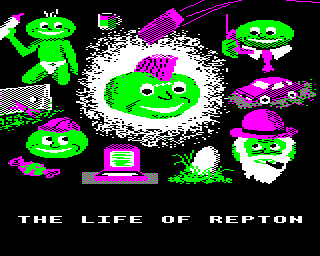 The Life of Repton (Electron) screenshot: Title screens