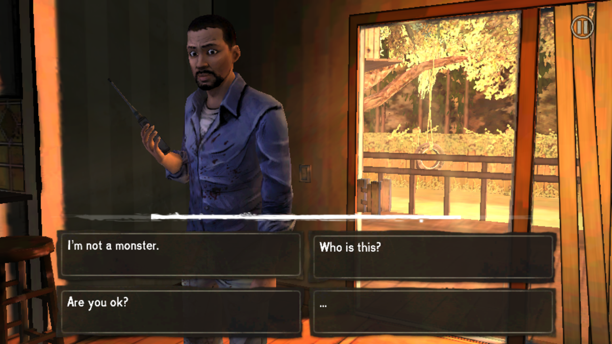 The Walking Dead: Episode 1 - A New Day (Android) screenshot: Dialogue choices