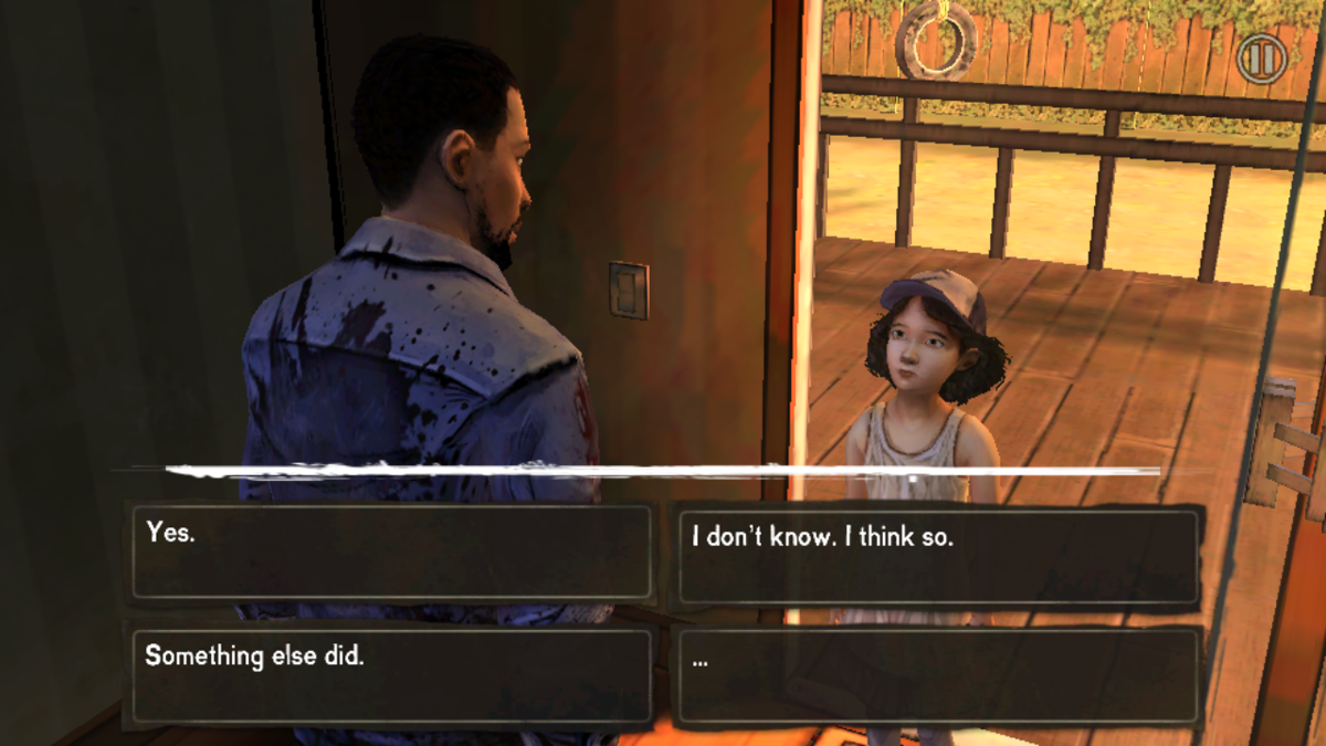 The Walking Dead: Episode 1 - A New Day (Android) screenshot: Lee meets little Clementine