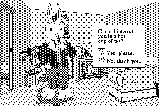 The Manhole (Macintosh) screenshot: Meeting the rabbit.