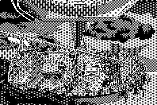 The Manhole (Macintosh) screenshot: Diving down to the ship.