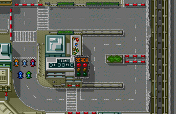 Motoroader MC (TurboGrafx CD) screenshot: First city level