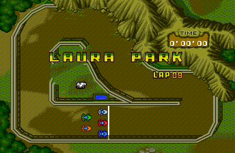 Motoroader MC (TurboGrafx CD) screenshot: First nature level. Announcing
