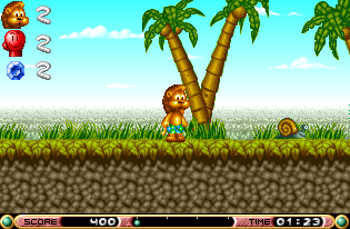 Brian the Lion Starring In: Rumble in the Jungle (Amiga CD32) screenshot: The first enemy