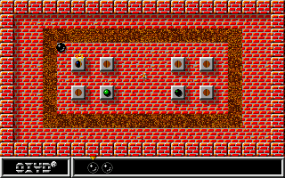 Oxyd (Amiga) screenshot: In the first level, touch the stones and avoid the enemy.