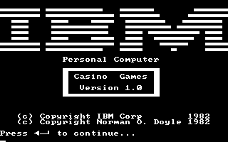 Casino Games (DOS) screenshot: IBM logo v1.0 (CGA with RGB, Mono mode)