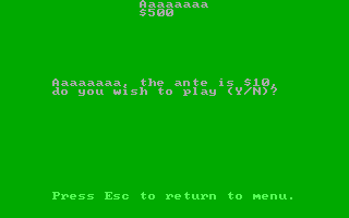 Casino Games (DOS) screenshot: What's your bet? - Poker (CGA with RGB)