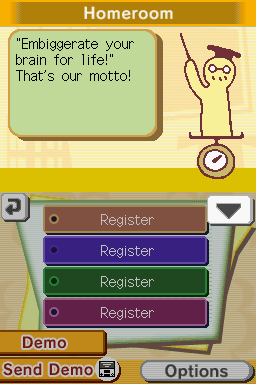 Big Brain Academy (Nintendo DS) screenshot: Registering for the academy.